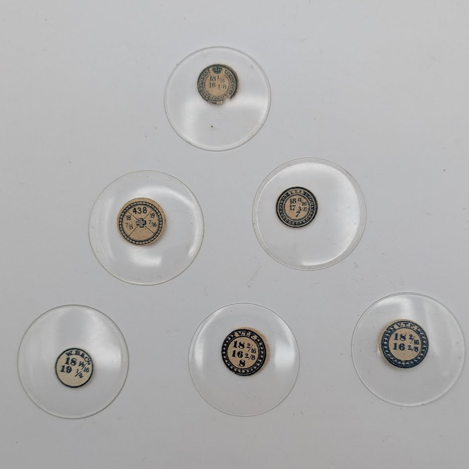 Lot of 6 Glass Pocket Watch Crystals – Ligne 18 (~431mm) – Vintage NOS0