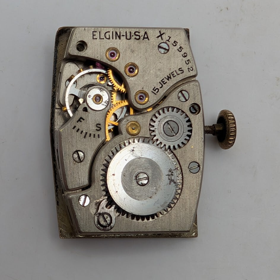 Vintage lot of 5 Mechanical Watch Movements for Parts  - Elgin Tank Style4