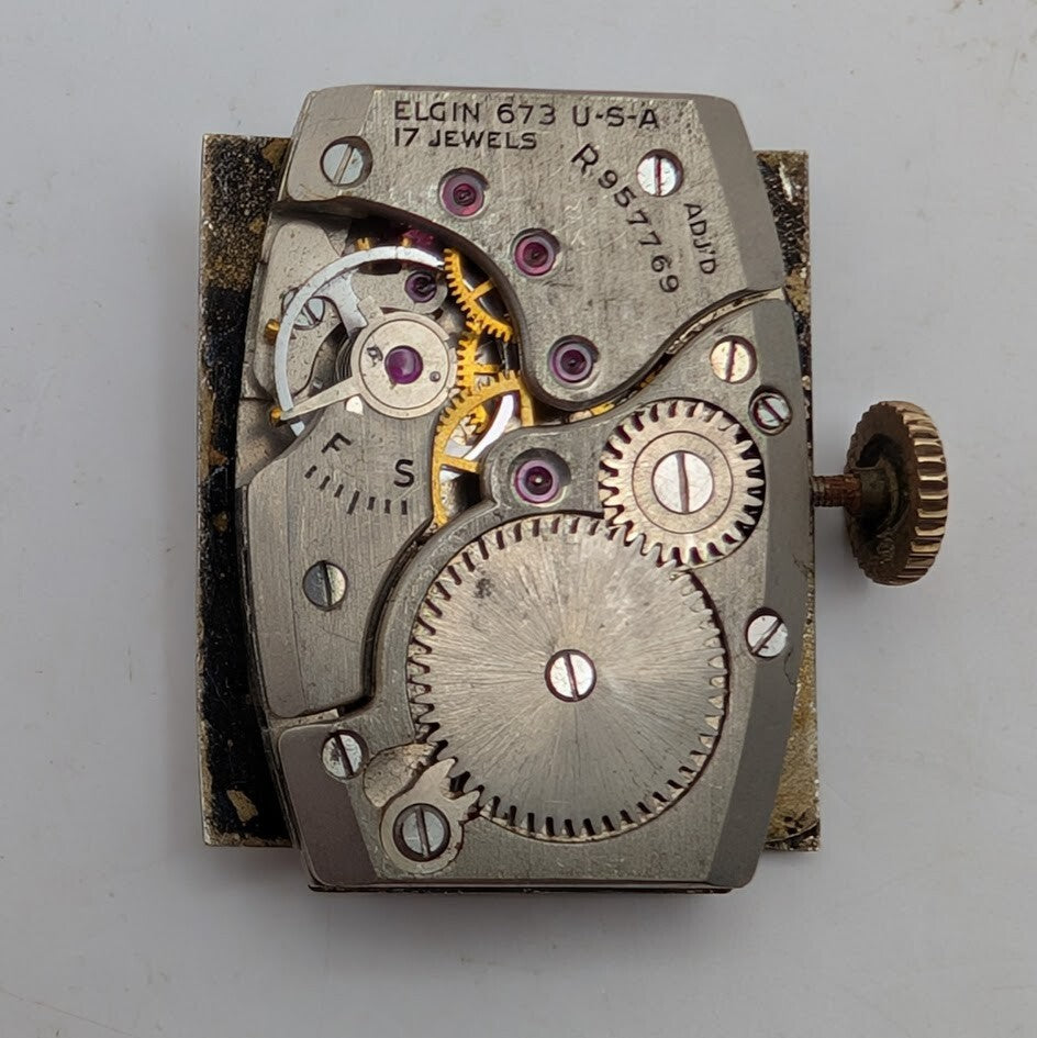 Vintage lot of 5 Mechanical Watch Movements for Parts  - Elgin Tank Style2