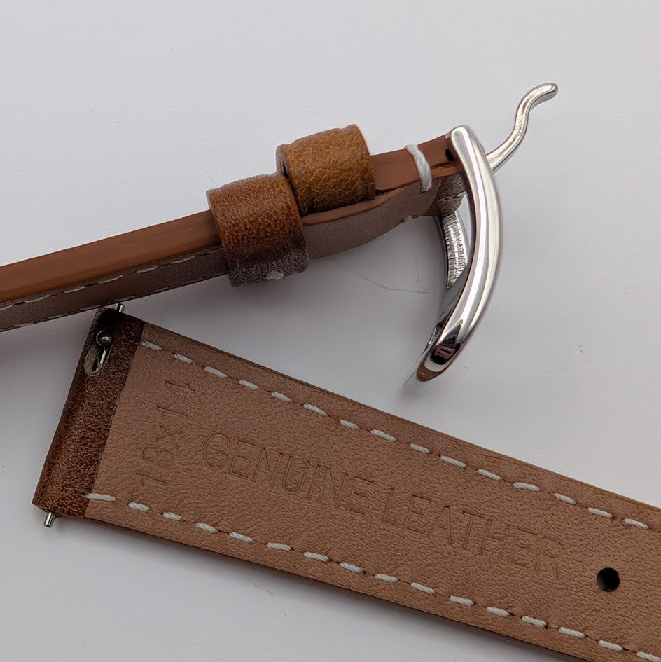 18mm Quick Release Leather Oil Wax Watch Band Strap Light Brown  Universal Fit4