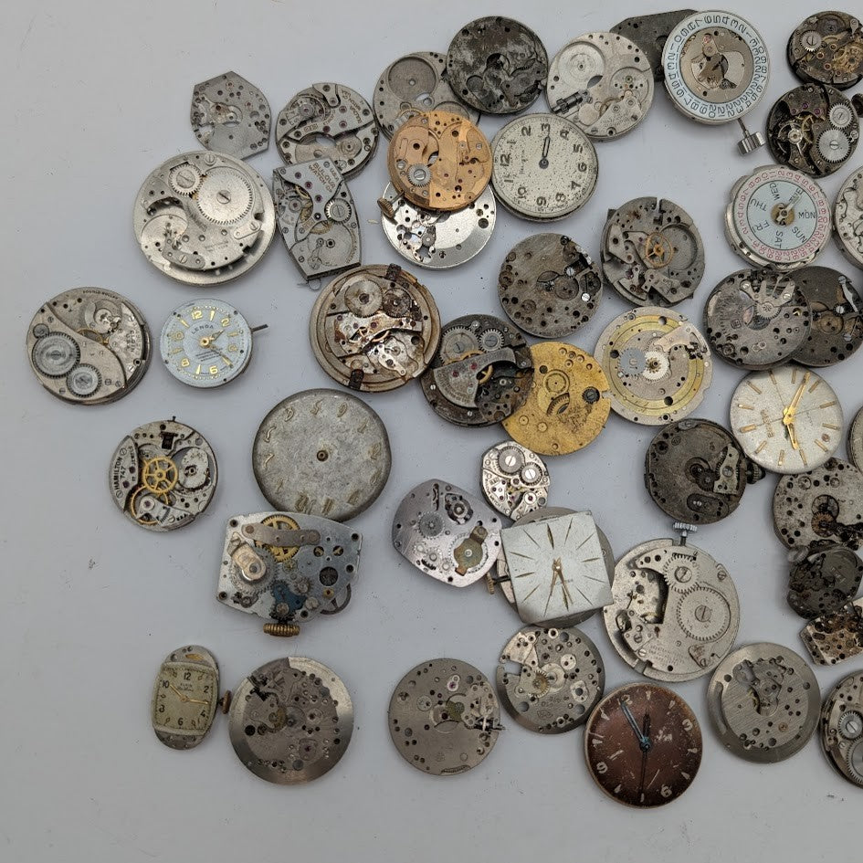 Lot of 50 Vintage Watch Movements – Non-Working Parts / Steampunk Art1