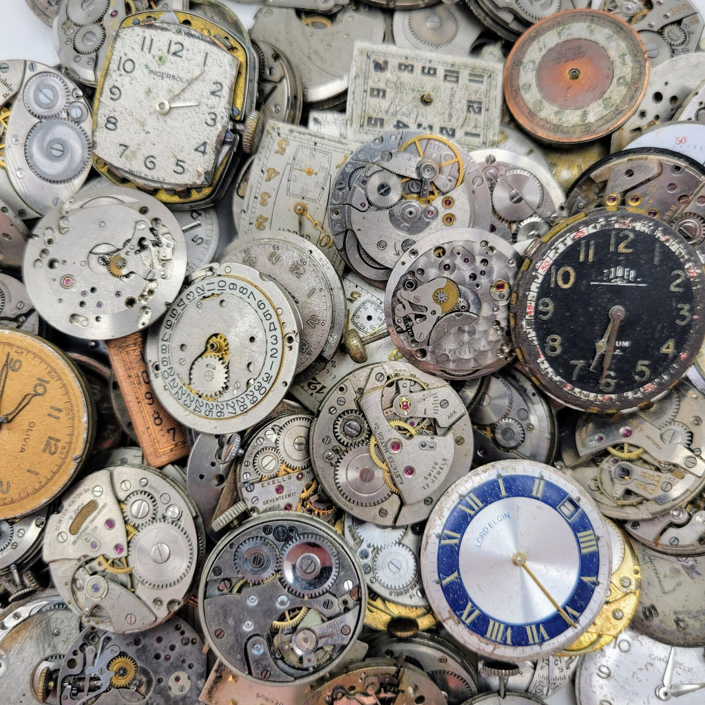 Mixed Lot Of 5 Untested Used Mechanical Watch Movements For Parts  (Lot F)0