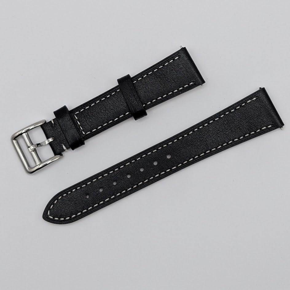 20mm Quick Release Leather Oil Wax Watch Band Strap Black  Universal Fit2