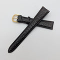 19mm Brown Croco Grain Leather Watch Band NOS Gold Tone Buckle + Spring Bars0