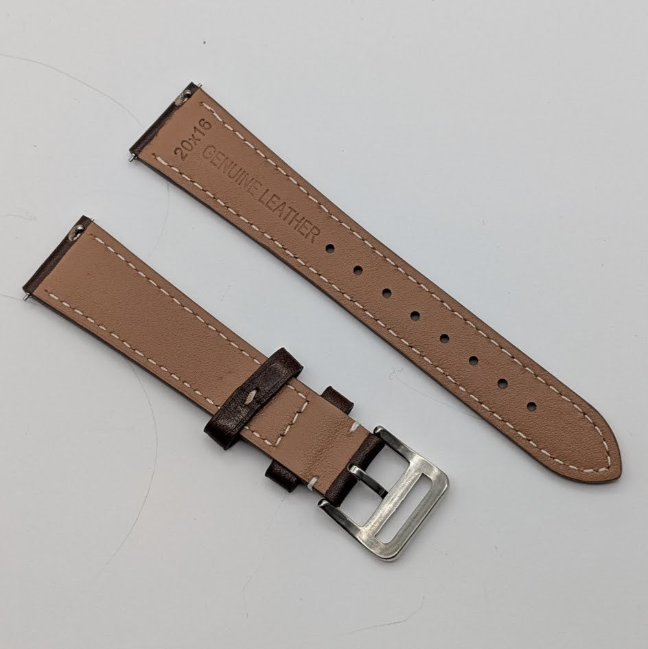 20mm Quick Release Leather Oil Wax Watch Band Strap Dark Brown  Universal Fit4