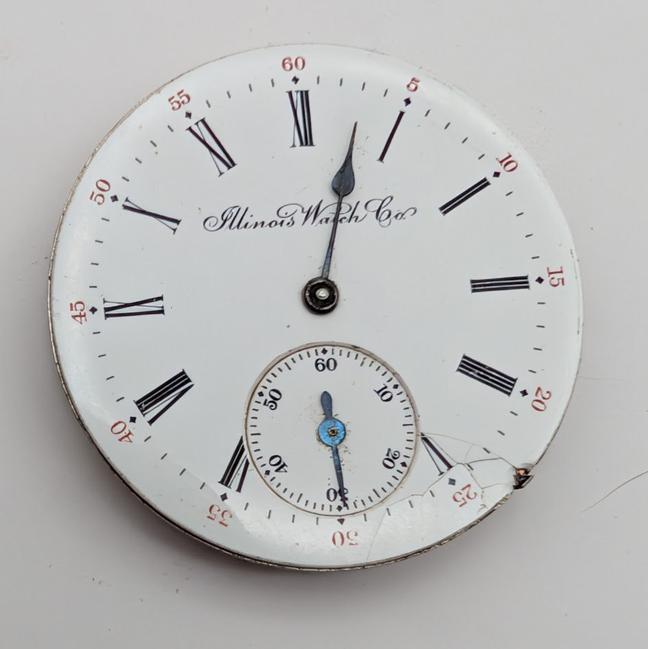 Illinois 16s Pocket Watch Movement Dial Grade 172 11j Lever Set Parts1