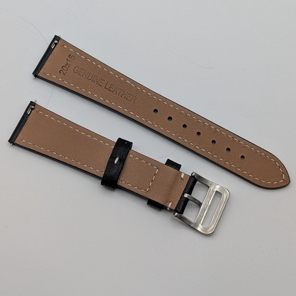 20mm Quick Release Leather Oil Wax Watch Band Strap Black  Universal Fit4