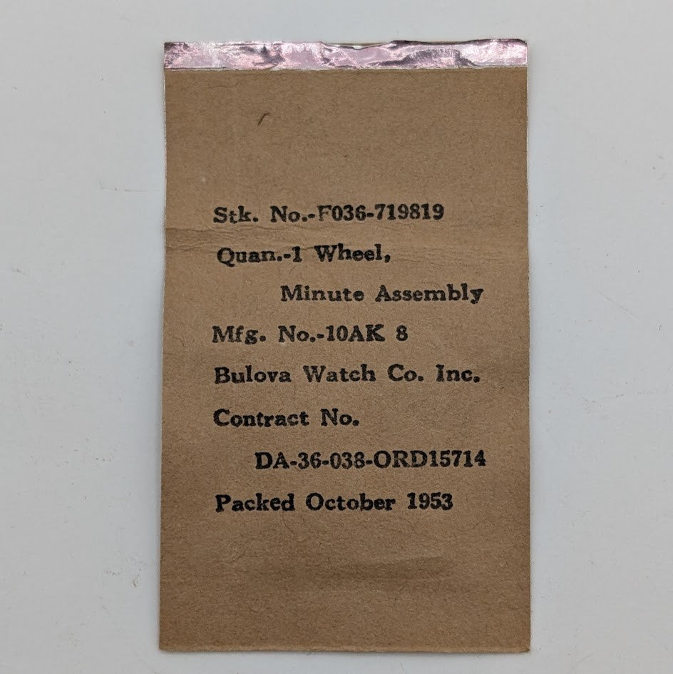 Bulova 10AK Minute Wheel Assembly – Military Issue 1953 NOS0