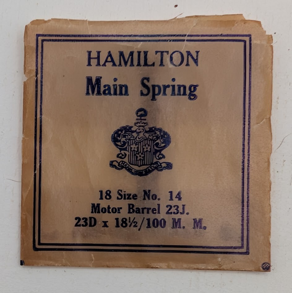Hamilton 18s No. 14 Mainspring Motor Barrel 23J 23D x 18.5/100MM0