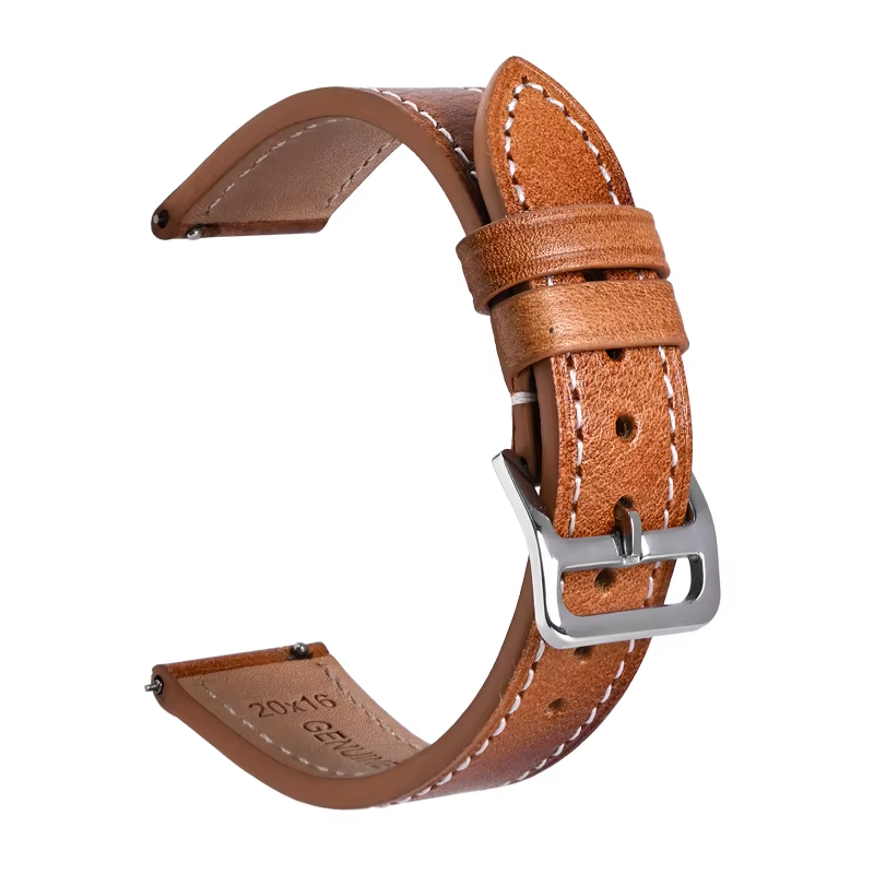 20mm Quick Release Leather Oil Wax Watch Band Strap Light Brown  Universal Fit10