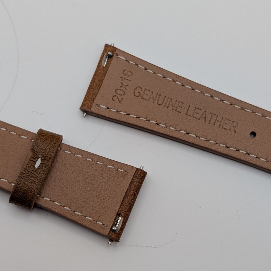 20mm Quick Release Leather Oil Wax Watch Band Strap Light Brown  Universal Fit4