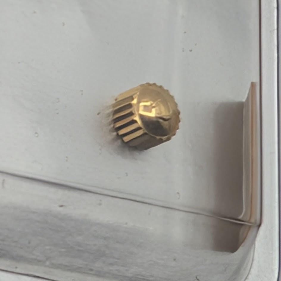 Omega Crown 069SX42082 Gold Plated Tap 0.9mm Tube 1.6mm Dia 3.0mm3