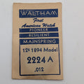 Waltham watch mainspring packaging with text on a white background