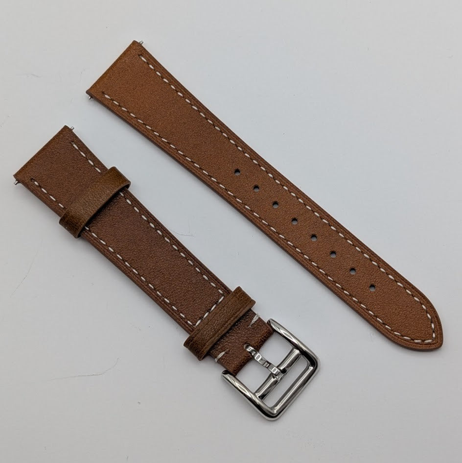 20mm Quick Release Leather Oil Wax Watch Band Strap Light Brown  Universal Fit2