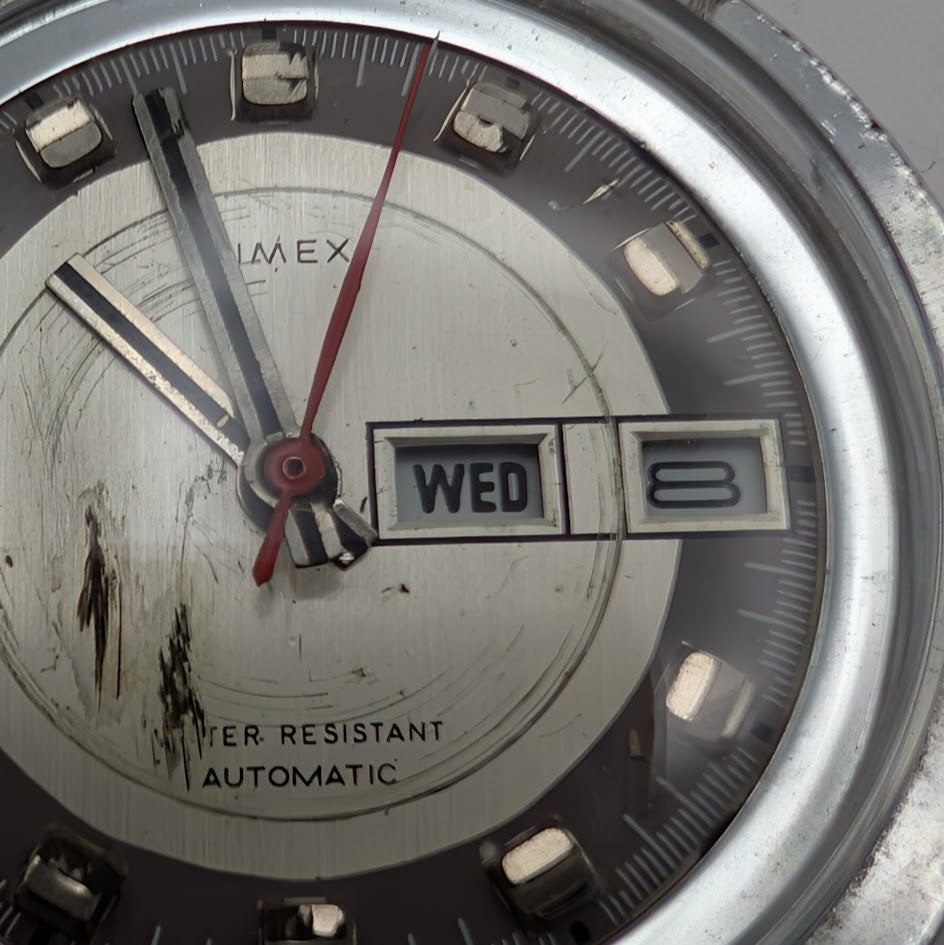 1973 Timex Viscount Day-Date Automatic 46850 3373 – Runs Slow – New Crystal3