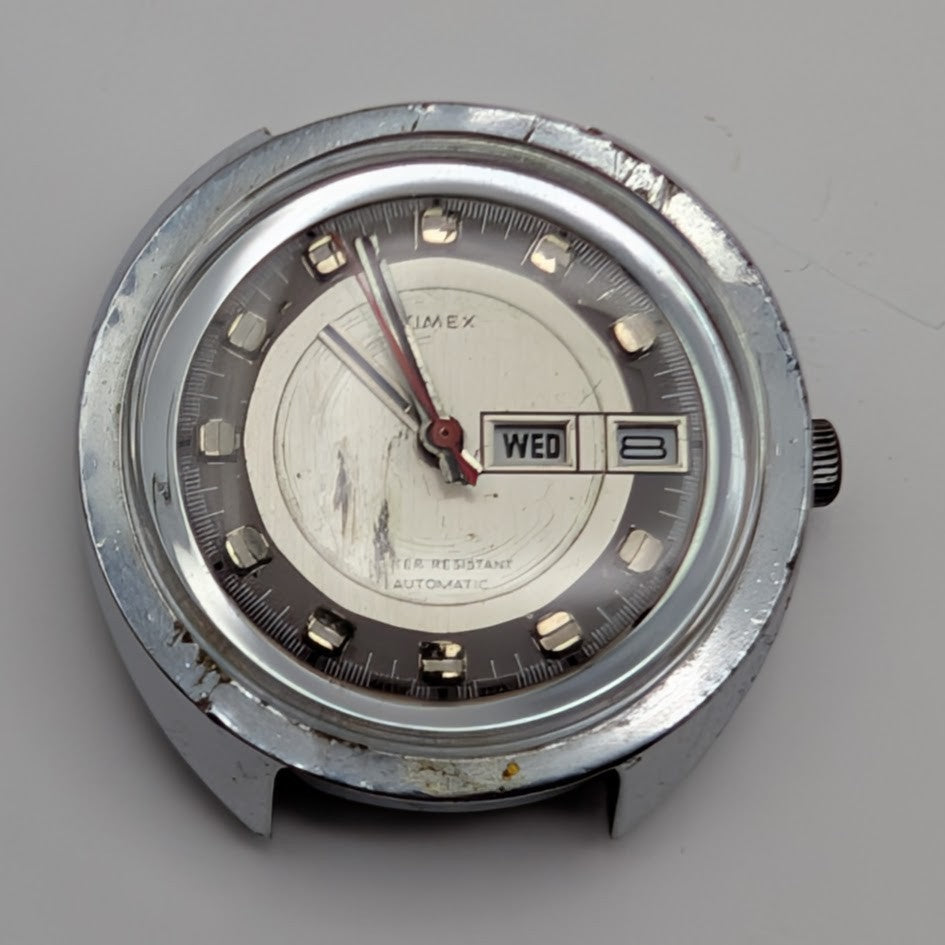 1973 Timex Viscount Day-Date Automatic 46850 3373 – Runs Slow – New Crystal0