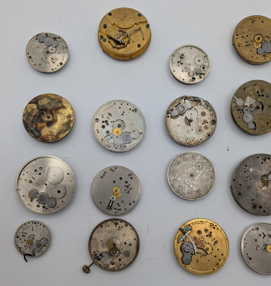 Lot of 20 Assortment of Untested Mechanical Pocket Watch Movements Parts/Repair4
