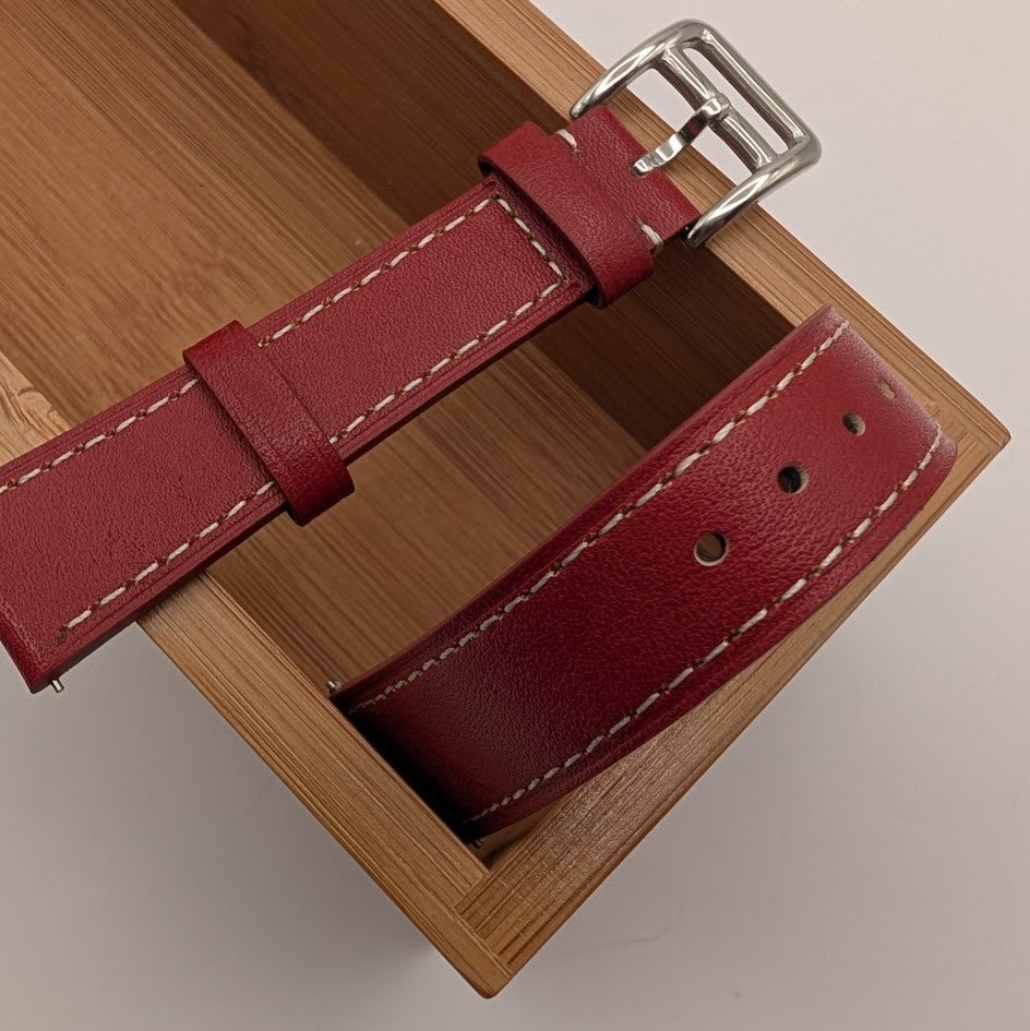 20mm Quick Release Leather Oil Wax Watch Band Strap Red Brown  Universal Fit8