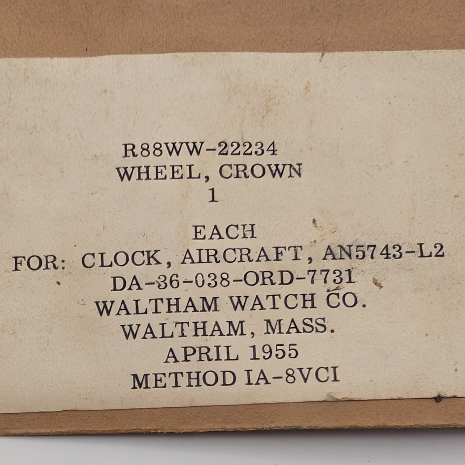 Waltham Aircraft Clock Crown Wheel R88WW-22234 – AN5743-L2 – 1955 NOS2