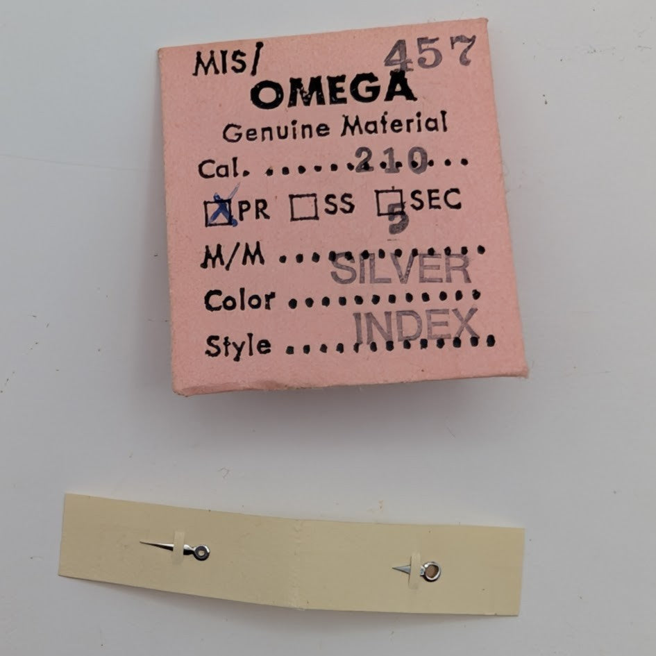 Genuine Omega Silver Index Hands for Cal 210 Hour & Minute Pair NOS0