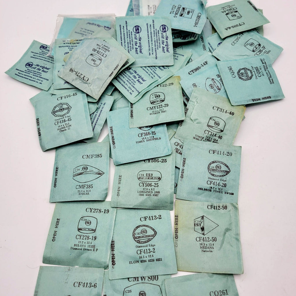Lot of 100+ G.S. Watch Crystals for Various Watch Maker NOS Various Sizes4