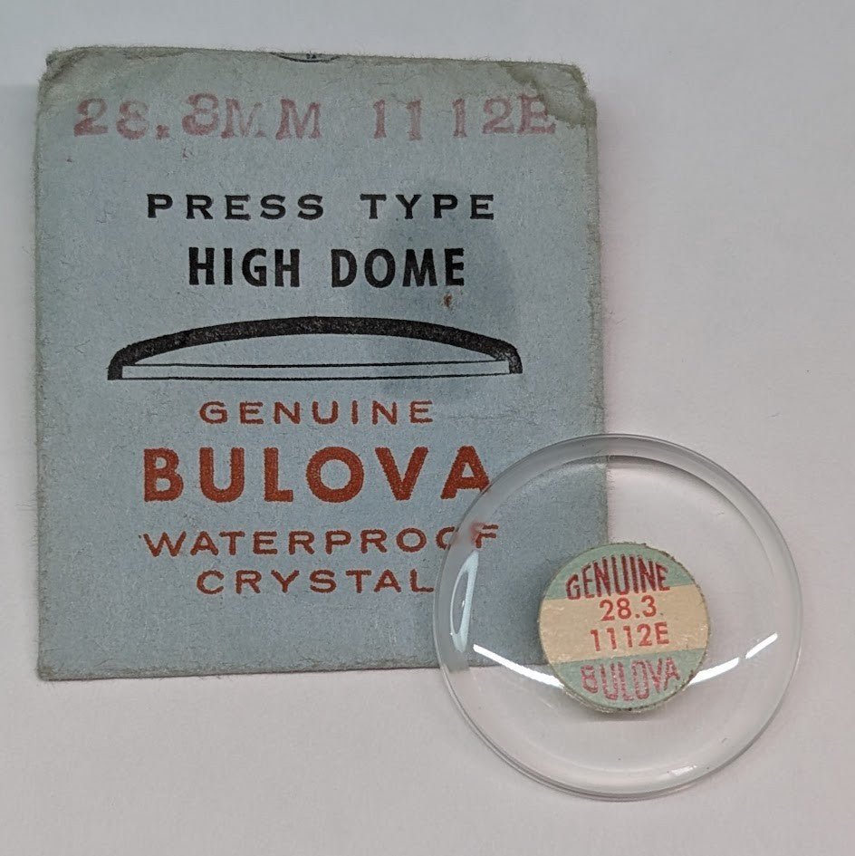 Genuine NOS Bulova 28.3mm Press Dome Replacement Watch Crystal Part # 1112E0