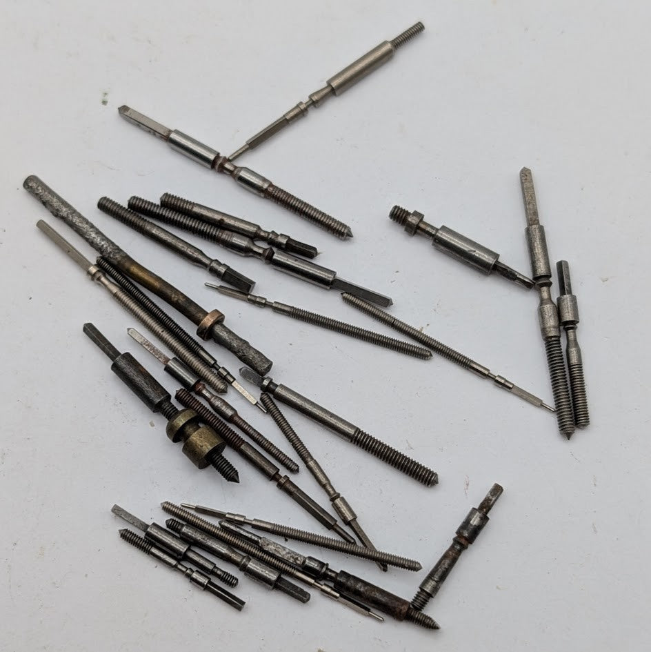 Pocket Watch Case Stems Lot of 25 - Mixed Sizes/Threads - Steel Repair Parts0