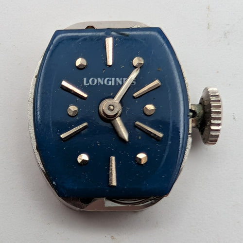 1962 Longines 4LLV 17J Ladies Watch Movement w/ Blue Dial Hands Crown  Running1