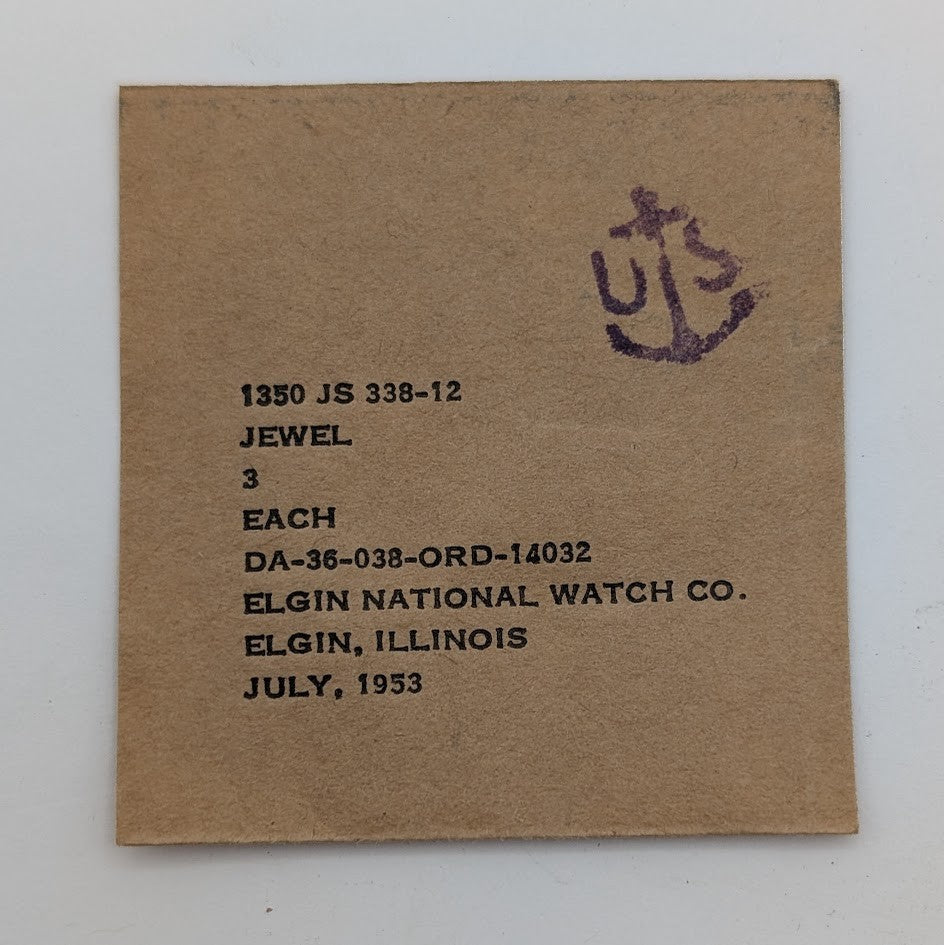 Elgin National Watch Co. Military Jewel Assembly 1350 JS 338-12 – 3 pcs – 19530