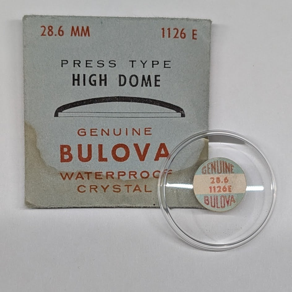 NOS Bulova 28.6mm Watch Crystal – High Dome Press Type – 1126E0