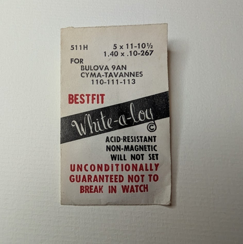 Bestfit White-o-loy Mainspring 511H – Bulova 9AN / Cyma-Tavannes 110–1131
