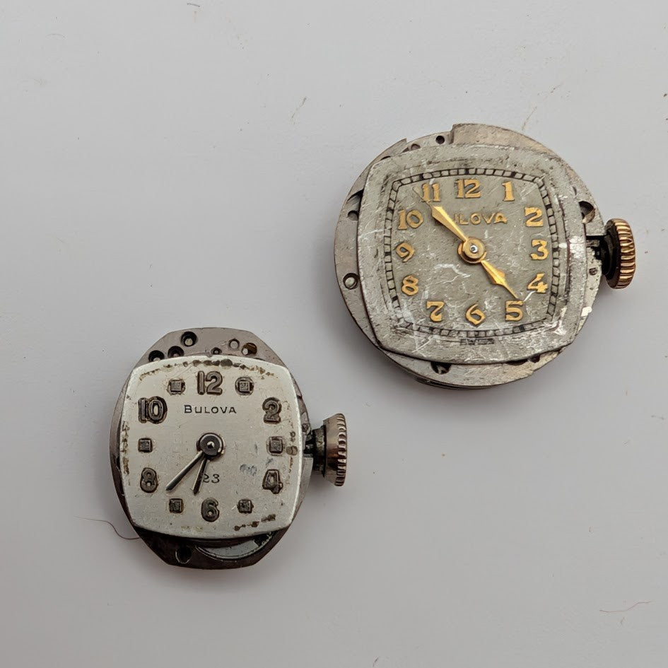Lot 6 Bulova Ladies Watch Movements w/ Dials & Crowns 6AK 6BK 5AD 5AB 7AD5