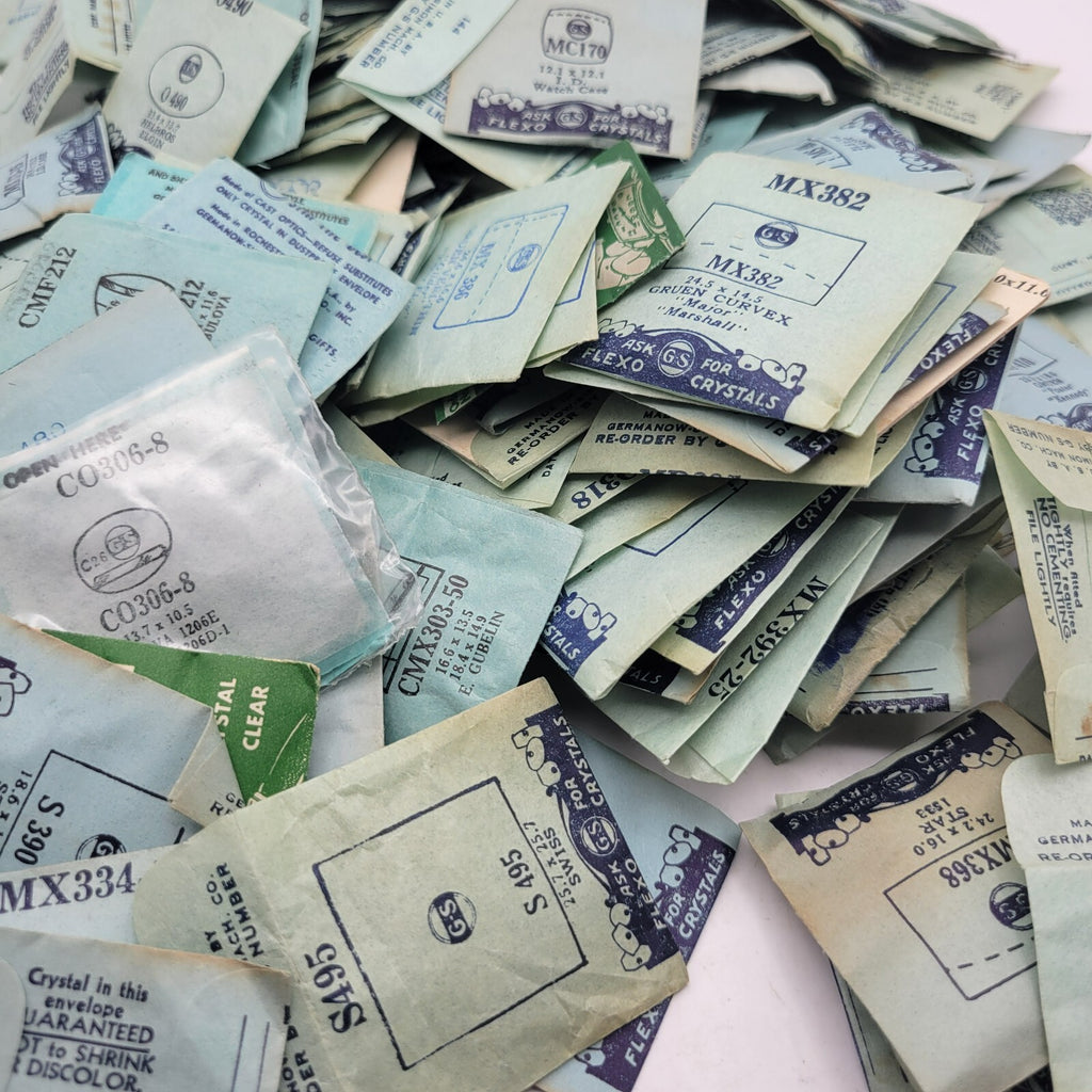 Lot of 50+ G.S. Watch Crystals for Various Watch Maker NOS Various Sizes0