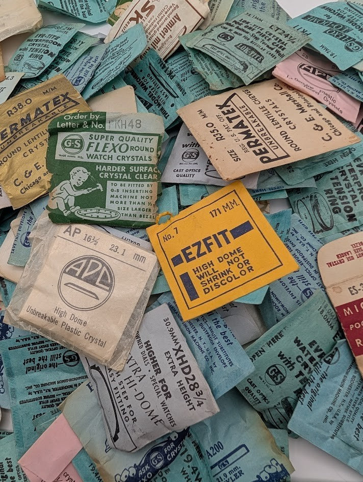 Lot 50 Round Acrylic Watch Crystals • High/Low Dome • Mixed Sizes • Mens Womens0