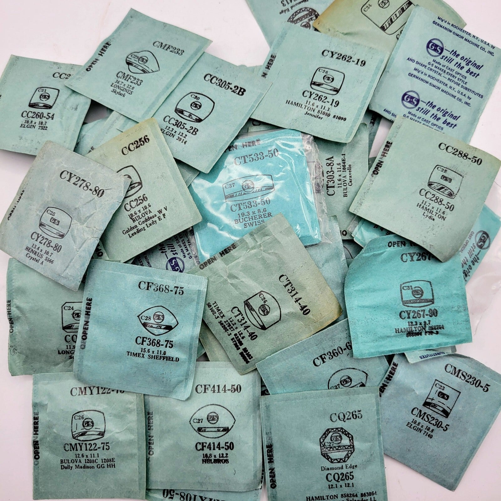 Lot of 50+ G.S. Watch Crystals for Various Watch Maker NOS Various Sizes2