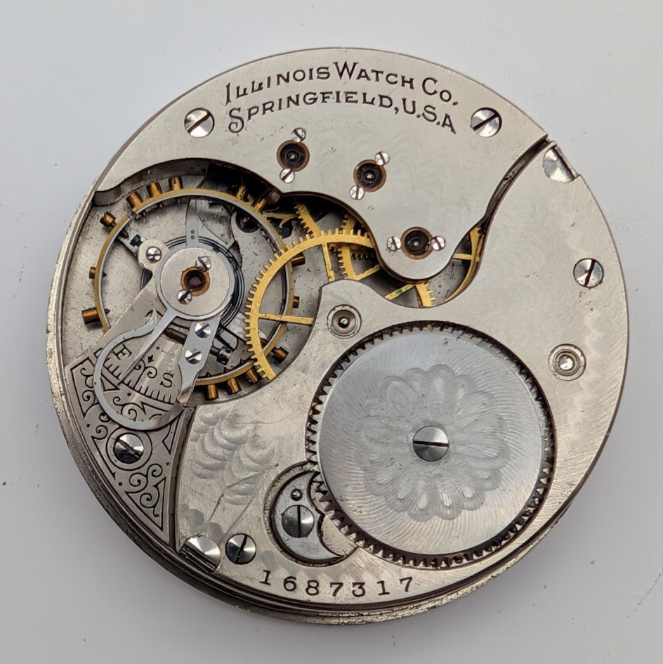 Illinois 16s Pocket Watch Movement Dial Grade 172 11j Lever Set Parts0
