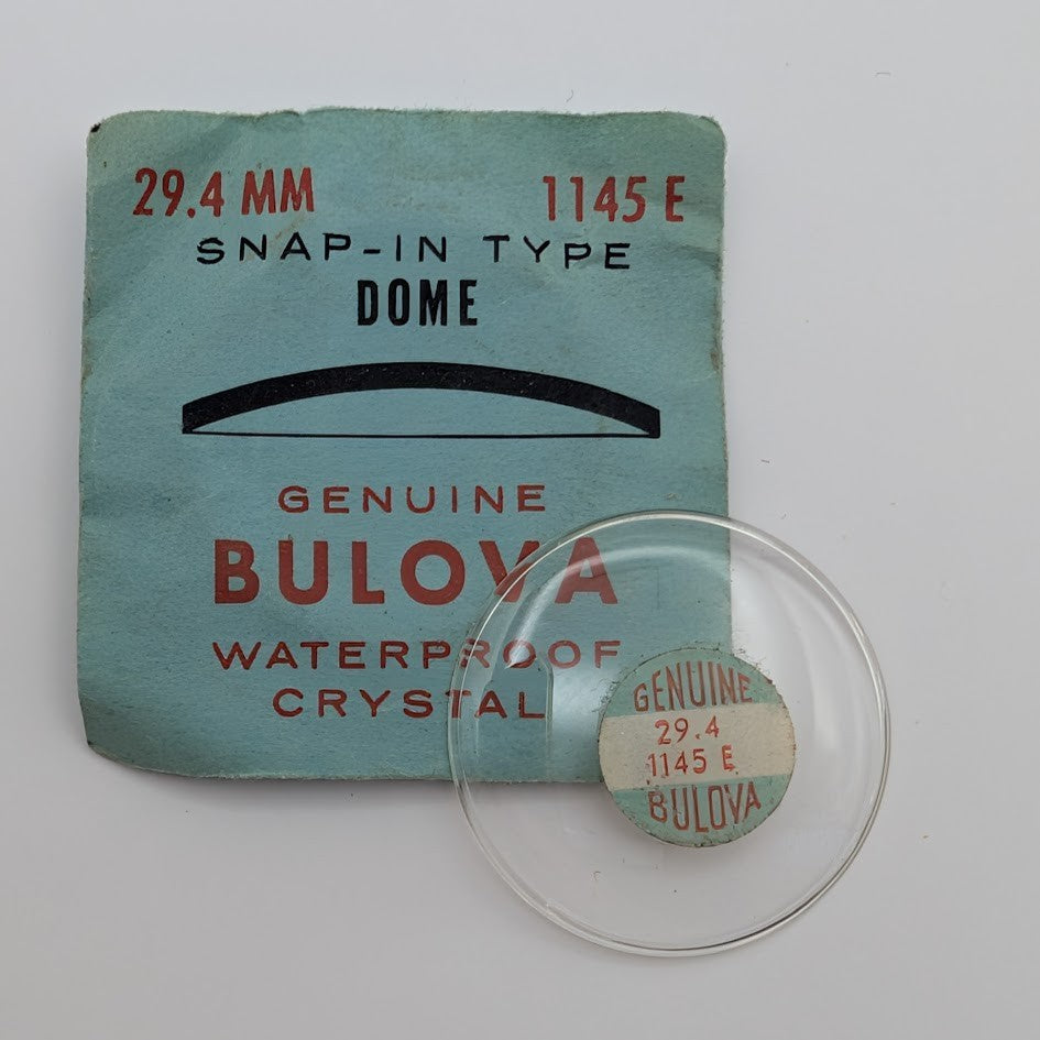 Genuine NOS Bulova 29.4mm Snap-In Dome Replacement Watch Crystal 1145 E0