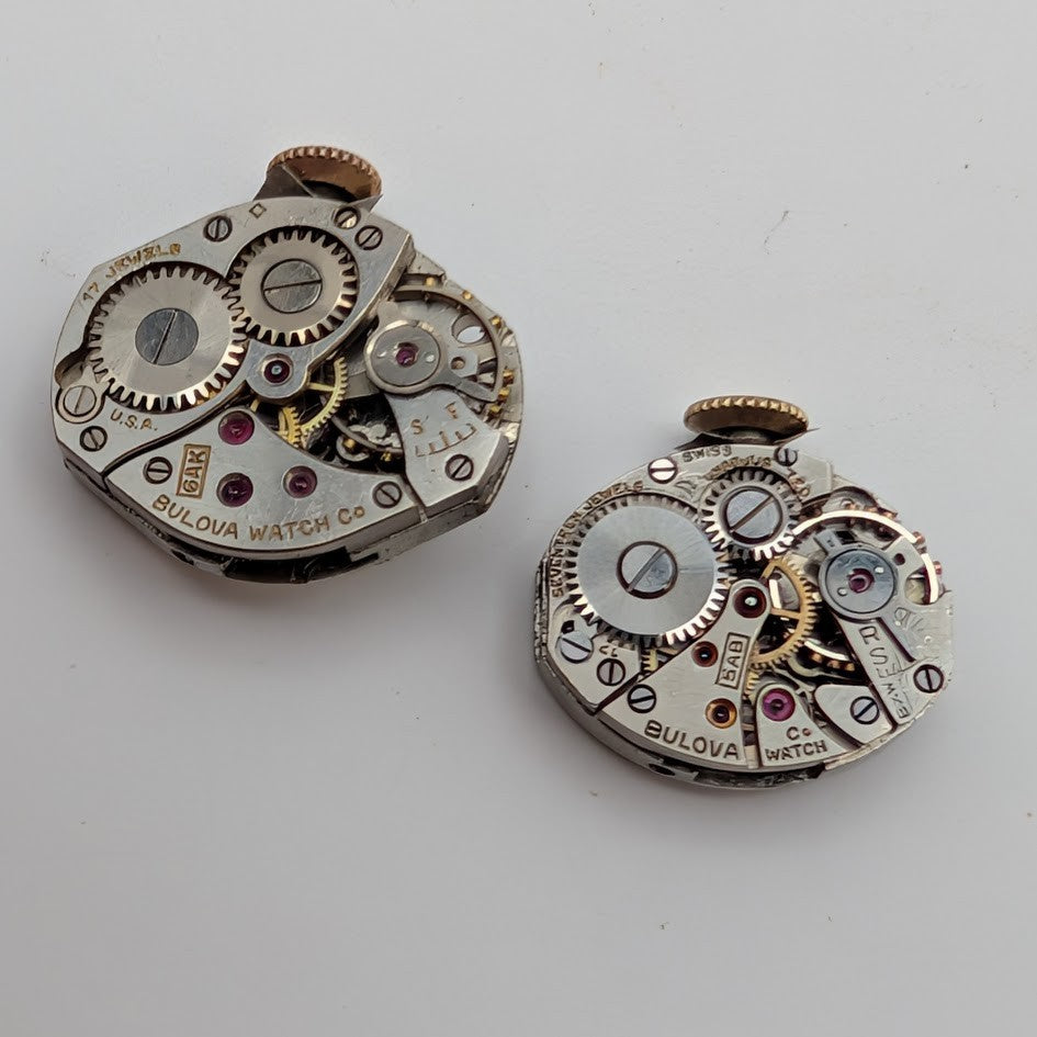 Lot 6 Bulova Ladies Watch Movements w/ Dials & Crowns 6AK 6BK 5AD 5AB 7AD4