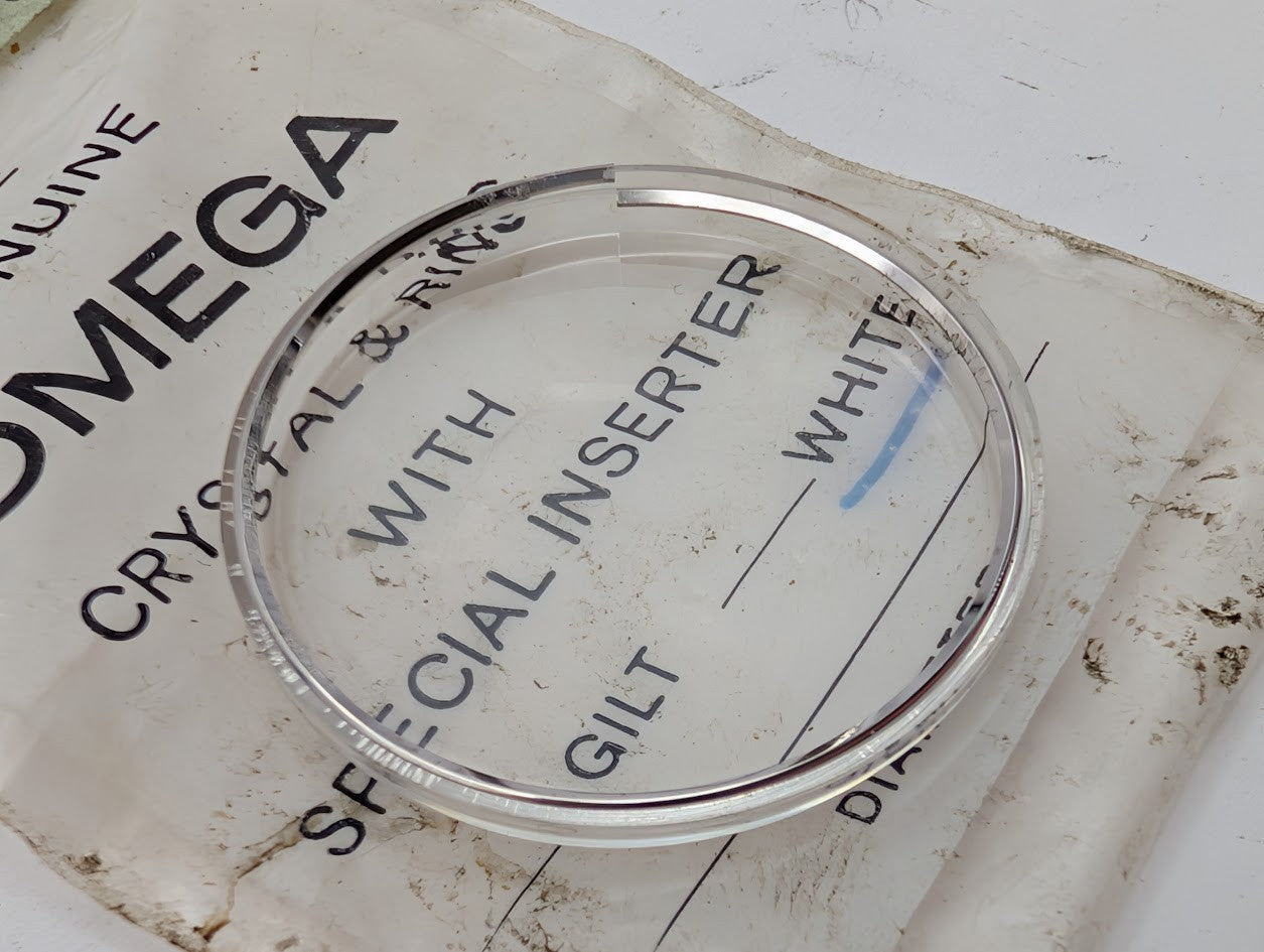 NOS 32.2mm Omega Crystal Ring, Part #976 - White (Silver) Tension Ring1